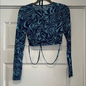 Blue Swirl Long Sleeve Women's Top